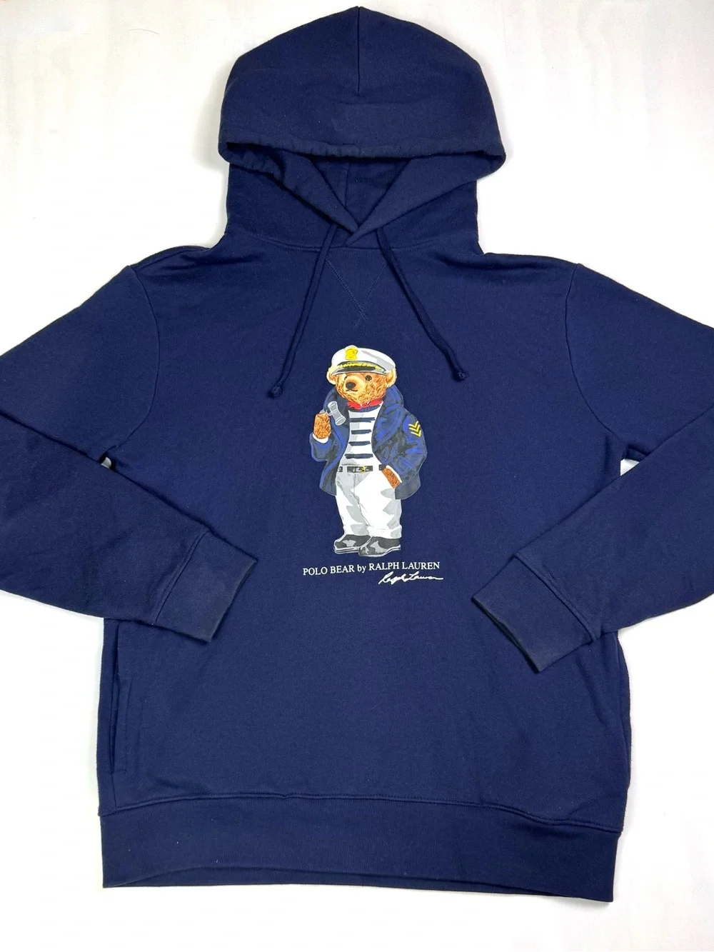 Polo Ralph Lauren Polo Bear Sailor Captain Hoodie Navy Fleece Pullover Medium